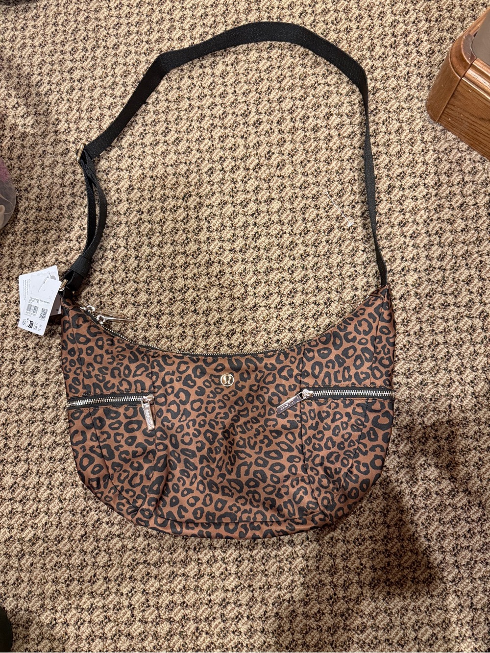 lululemon athletica Brown Leopard-Print Crescent Shoulder Bag